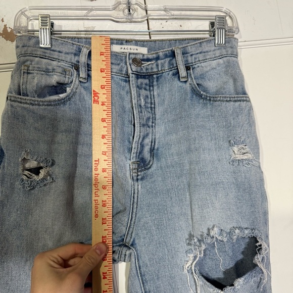 PacSun High Rise Straight Leg Jeans Distressed Light Wash Size 26 Denim - Picture 4 of 10